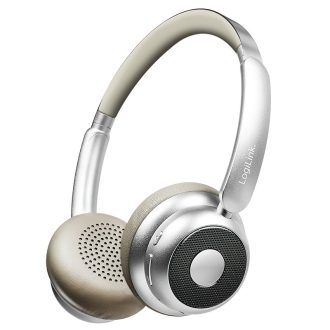   Logilink BT 6.0 AuraSolo headset, 20 órás újratölthető akkumulátor, ANC, O40 mm, multifunkciós, ezüst