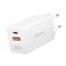 Logilink Kettős USB aljzatú adapter, GaN, 65 W, 1x USB-C (PD), 1x USB-A (QC), fehér