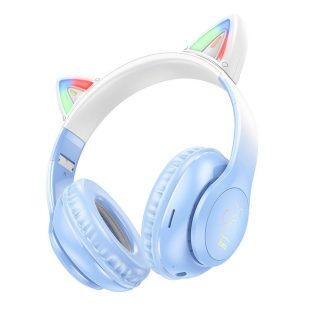   HOCO W42 vezeték nélküli bluetooth fejhallgató Cat Ear kristálykék