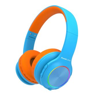   PowerLocus PLED Bluetooth fejhallgató gyerekeknek hallásvédő hangerőlimittel, kék/narancs