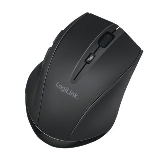   Logilink BT 5.0 vezeték nélküli egér 5 gombbal, 800/1200/1600 DPI, ergonomikus kialakítás, fekete