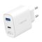 Logilink Kettős USB aljzatú adapter, 45 W, GaN, 1x USB-A, 1x USB-C, fehér