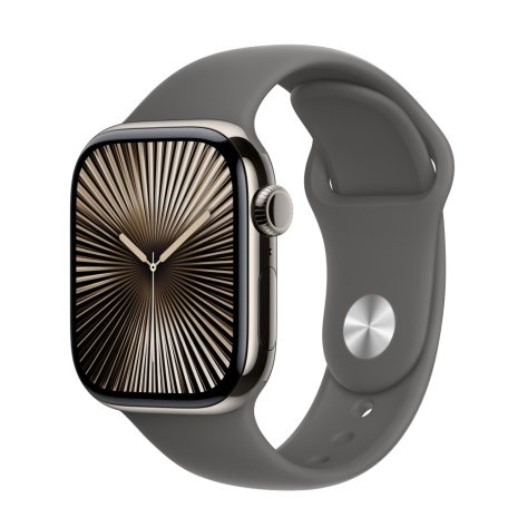 Apple Watch S10 Cellular 42mm titántok, kőszürke sportszíj M/L