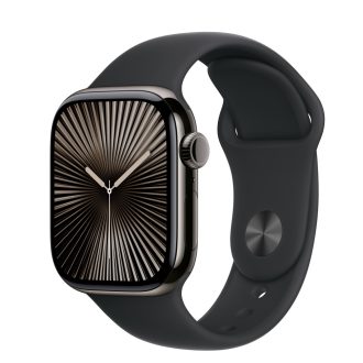   Apple Watch S10 Cellular 42mm szürke titántok, fekete sport M/L