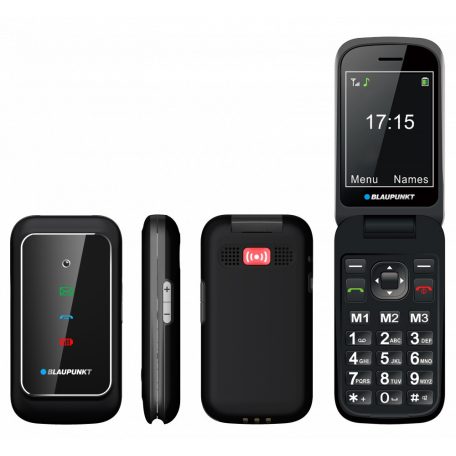 Blaupunkt BS08 időseknek, flippes mobiltelefon készülék,fekete