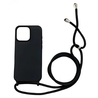 iPhone 16 Pro TPU+PC Feket tok,Fekete zsinórral