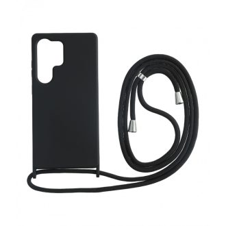 Sam S25 Ultra TPU+PC fekete tok,Fekete zsinórral