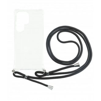 Sam S25 Ultra TPU+PC Átlát.tok,Fekete zsinórral