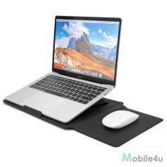 Bőrhatású multifunkciós laptoptartó, Fekete