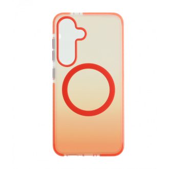 Samsung S25 mágneses tok, Narancs-Átlátszó