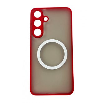 Samsung S25 Plus mágneses műanyag tok, piros-fekete