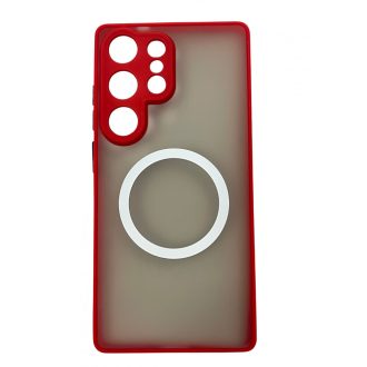 Samsung S25 Ultra mágneses műanyag tok, piros-fekete