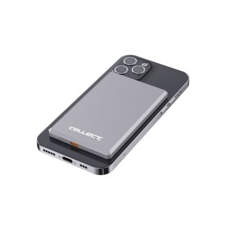 Extra vékony mágneses powerbank, 5000 mAh, Szürke