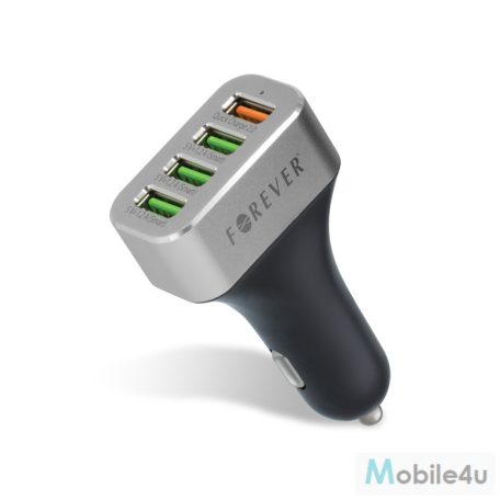 Forever Autós gyorstölto 4x USB, 30 W, fekete