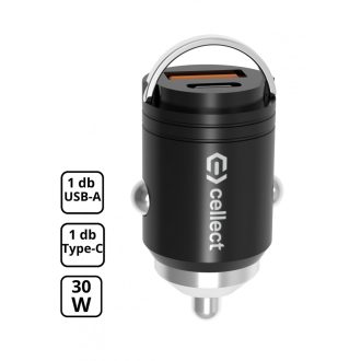 Mini autós töltő adapter gyorstöltő funkcióval 30W