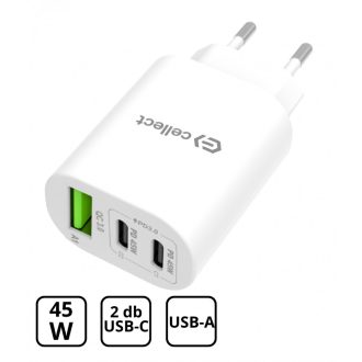 Hálózati gyorstöltő adapter 45W, Fehér