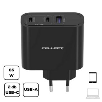 Hálózati gyorstöltő adapter 65W, Fekete