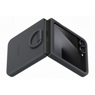 Samsung Galaxy Flip 7 FE Szilikon tok gyűrűvel, fekete