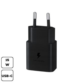 Samsung hálózati adapter, 15W PD Type-C, Fekete