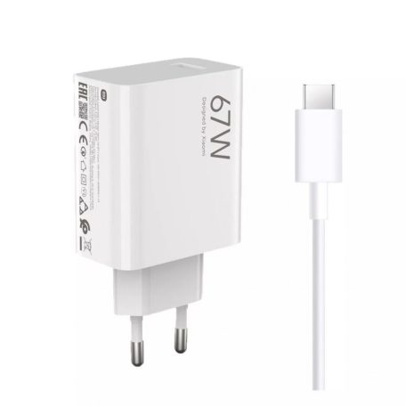 Xiaomi 67W hálózati töltő USB-C adatkábellel, fehér BHR9465